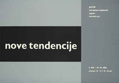 Poster van de eerste expo Nove Tendencije in 1961, ontworpen door Ivan Picelj.